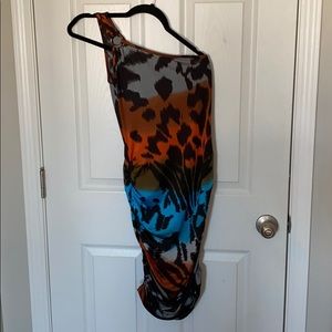 VENUS Animal Print One Shoulder Dress